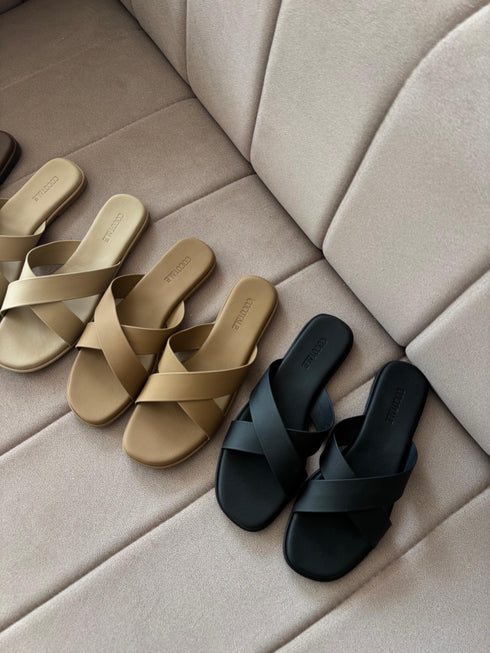 Criss Cross Slid-On Sandals